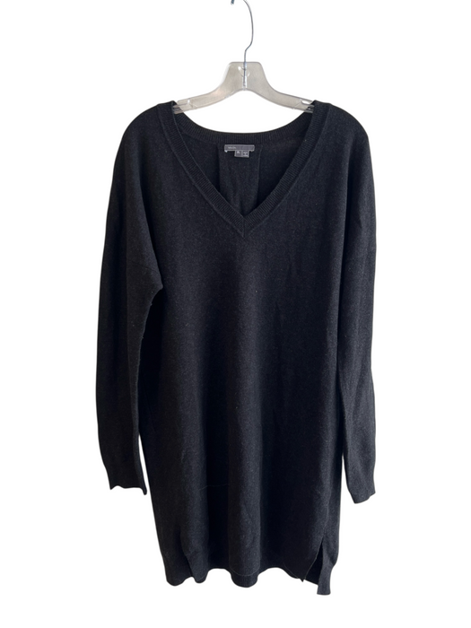Vince Size XL Black Wool & Cashmere Long Sleeve Knit V Neck Side Slit Sweater Black / XL