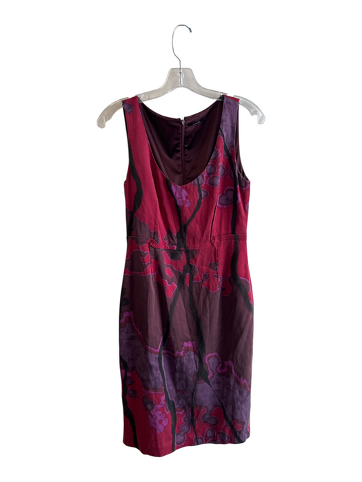 Elie Tahari Size Est L Red & Multi Silk Blend Sleeveless Abstract Print Dress Red & Multi / Est L