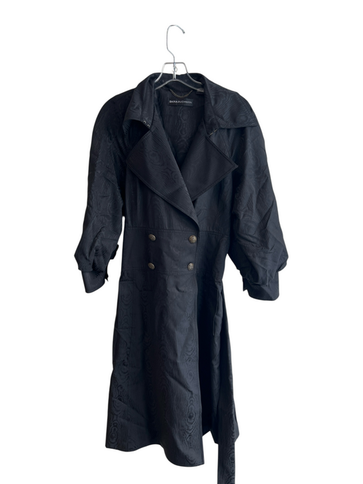 Dana Buchman Size 10 Black Virgin Wool Blend Long Sleeve Waist tie Trench Jacket Black / 10