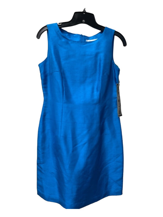 Molly Malloy Petites Size 4 Bright Blue Silk Boat Neck Sleeveless Back Zip Dress Bright Blue / 4