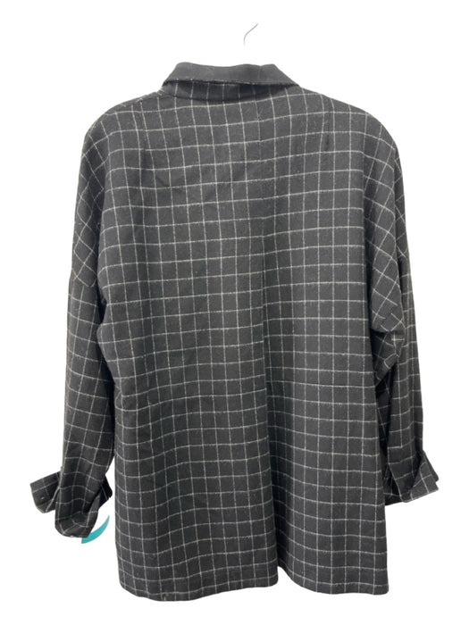 Akris Punto Size 6 Black & White Wool Blend Windowpane 1/2 Zip Long Sleeve Top Black & White / 6