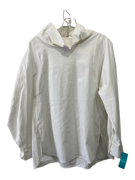 COS Size 4 White Cotton Funnel Neck Long Sleeve Button Wrist Top White / 4