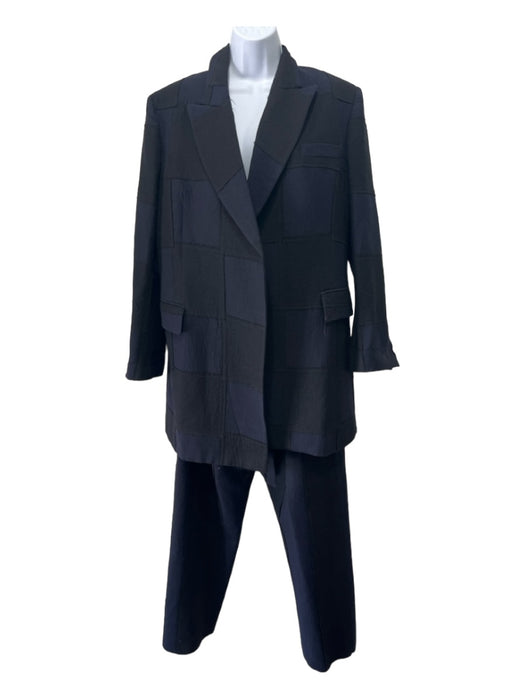 Ter Et Bantine Size 46 Navy & Black Wool Felted Elastic Waist Blazer Pant Set Navy & Black / 46