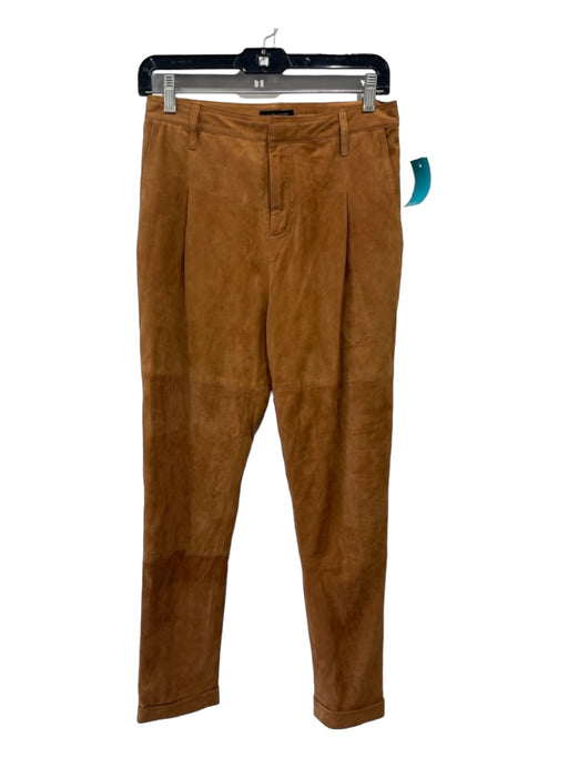 AS by DF Size 4 Camel Brown Genuine Leather High Rise Tapered Panel Detail Pants Camel Brown / 4