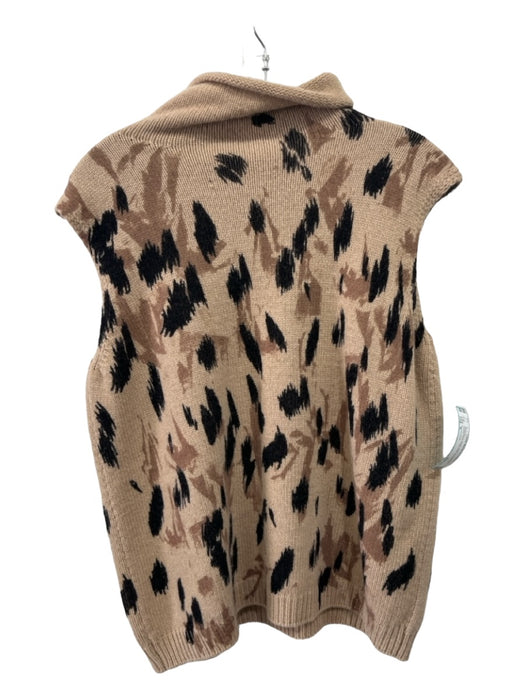 Monica Sarti Size S Beige Brown Black Wool & Cashmere Animal Print Sweater Beige Brown Black / S