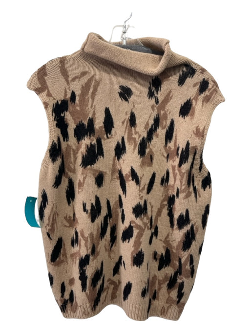 Monica Sarti Size S Beige Brown Black Wool & Cashmere Animal Print Sweater Beige Brown Black / S