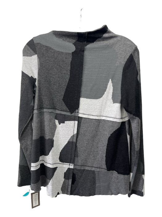 OZAI N KU Size XS Gray Viscose Blend Paneled Long Sleeve Abstract Round Neck Top Gray / XS