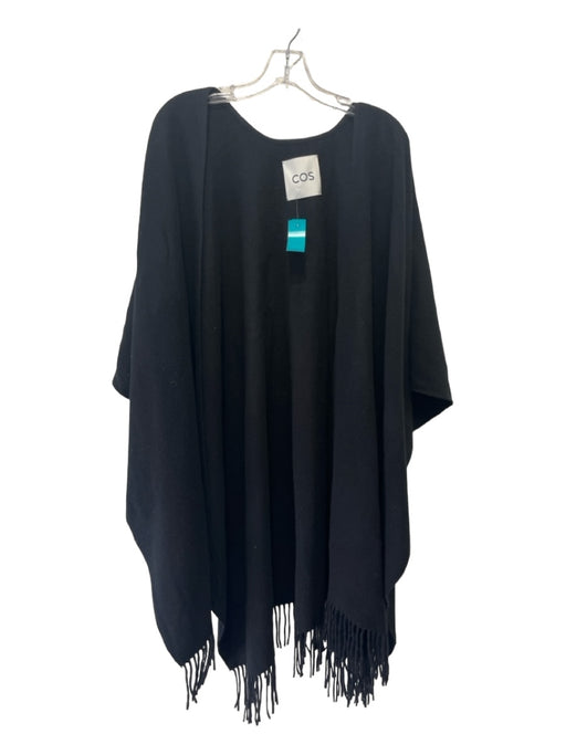 COS Size One Size Black Wool Blend Open Front Open Sides Fringe hem Cardigan Black / One Size