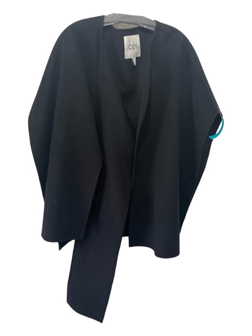 COS Size One Size Black Wool Blend Open Front Open Sides Poncho Cardigan Black / One Size