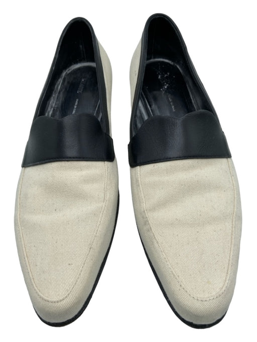 Khaite Shoe Size 39 White & Black Canvas Almond Toe Closed Heel Loafers White & Black / 39