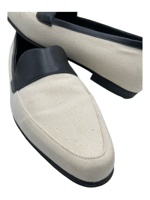 Khaite Shoe Size 39 White & Black Canvas Almond Toe Closed Heel Loafers White & Black / 39