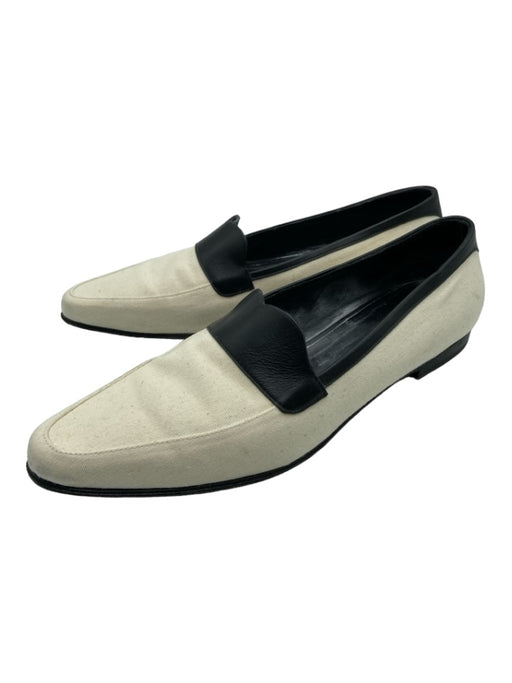 Khaite Shoe Size 39 White & Black Canvas Almond Toe Closed Heel Loafers White & Black / 39