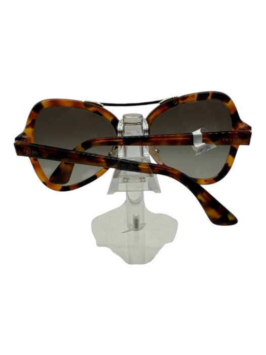 Prada Brown & Black Acetate Tortoise Gold Hardware Cat Eye Sunglasses Brown & Black