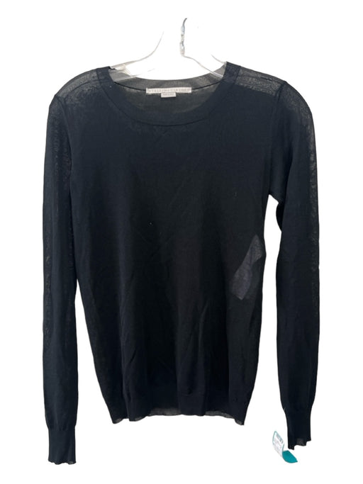 Stella McCartney Size 42 Black Viscose Blend Thin Knit Long Sleeve Mesh Top Black / 42