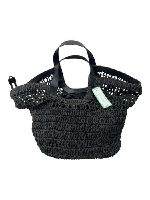 COS Black Woven Open Top Basket 2 Handles Shoulder Bag Black / Medium