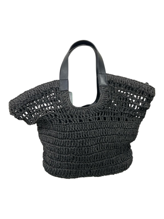 COS Black Woven Open Top Basket 2 Handles Shoulder Bag Black / Medium