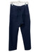 Hache Size 42 Navy Blue Cotton & Virgin Wool High Waist Trouser Wide Leg Pants Navy Blue / 42