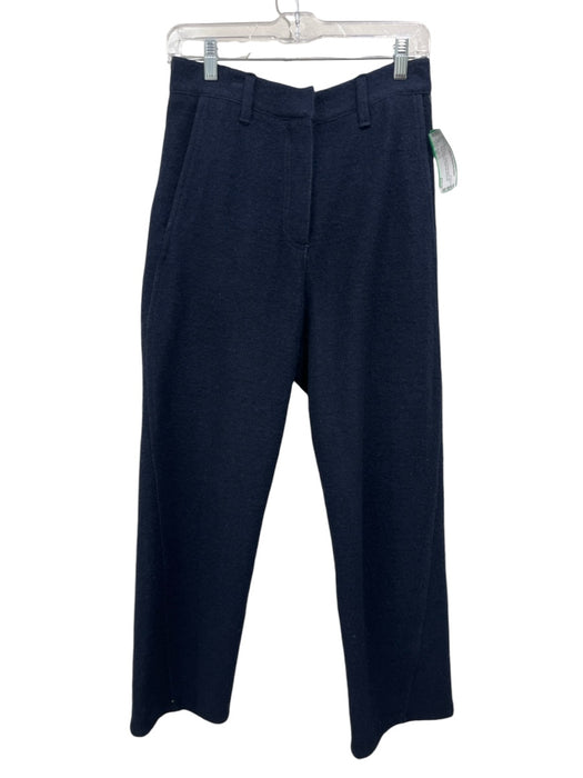 Hache Size 42 Navy Blue Cotton & Virgin Wool High Waist Trouser Wide Leg Pants Navy Blue / 42