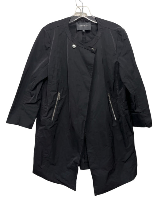 Lafayette 148 Size 8 Black Polyester 1/2 Sleeve Silver Hardware Zip Pocket Coat Black / 8