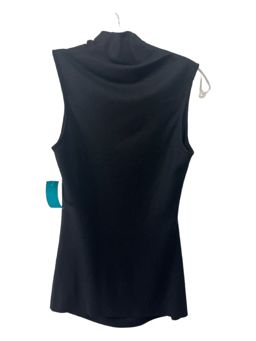 Helmut Lang Size P Black Wool Cowl Neck Sleeveless Side Gather Top Black / P