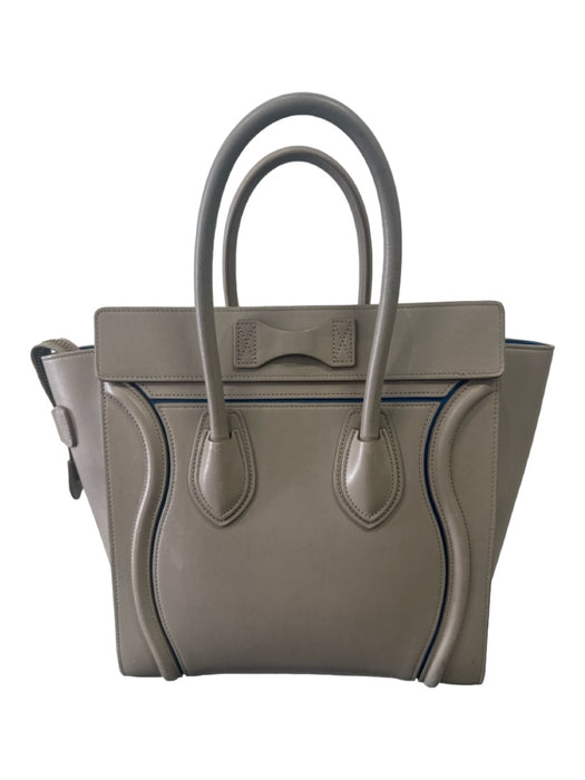 Celine Gray Leather Double Top Handle Top Zip Trim Bag Gray / Small