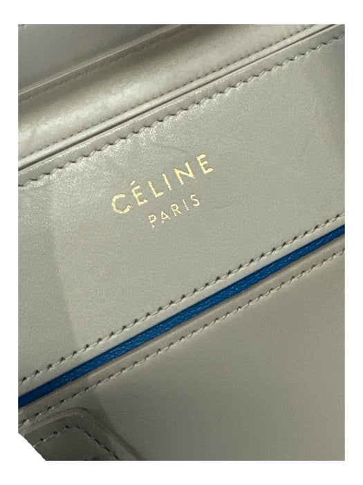 Celine Gray Leather Double Top Handle Top Zip Trim Bag Gray / Small