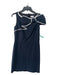 Red Valentino Size 42 Navy & white Cotton Piping Bow Cap Sleeve Ruffle Dress Navy & white / 42