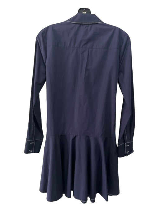 Derek Lam 10 Crosby Size 0 Navy & white Cotton Contrast Stitch Long Sleeve Dress Navy & white / 0