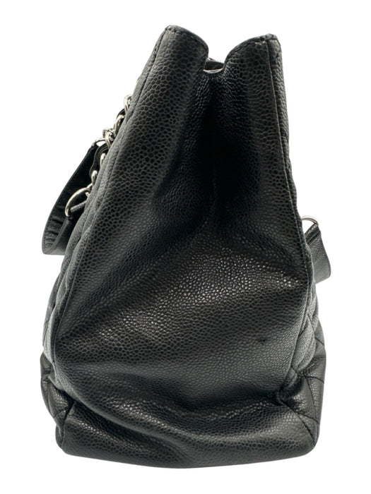 Chanel Black Leather Caviar CC Logo Tote Certified by Entrupy Bag Black / M