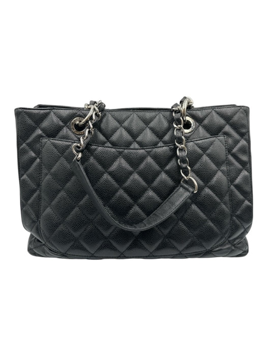 Chanel Black Leather Caviar CC Logo Tote Certified by Entrupy Bag Black / M