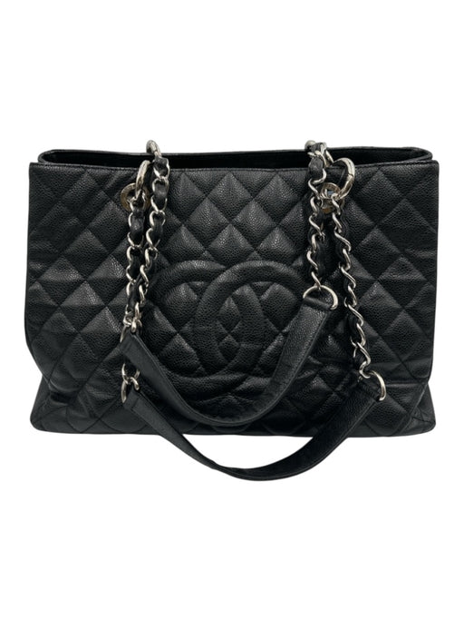 Chanel Black Leather Caviar CC Logo Tote Certified by Entrupy Bag Black / M
