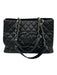 Chanel Black Leather Caviar CC Logo Tote Certified by Entrupy Bag Black / M