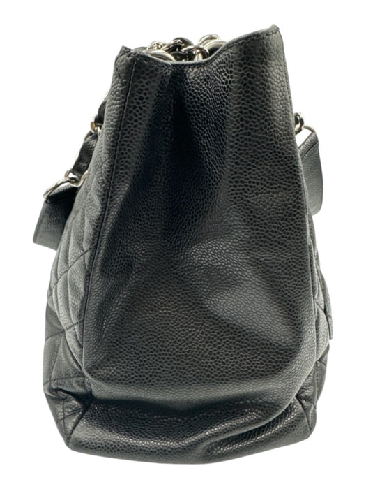 Chanel Black Leather Caviar CC Logo Tote Certified by Entrupy Bag Black / M