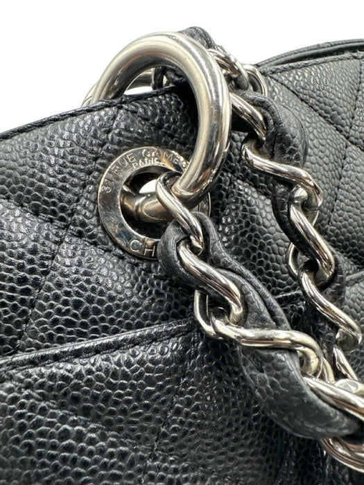 Chanel Black Leather Caviar CC Logo Tote Certified by Entrupy Bag Black / M