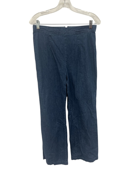 Free People Size 6 Dark Blue Cotton Tie Front Wide 1/2 Sleeve Denim Pants Set Dark Blue / 6