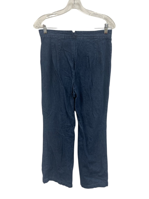 Free People Size 6 Dark Blue Cotton Tie Front Wide 1/2 Sleeve Denim Pants Set Dark Blue / 6