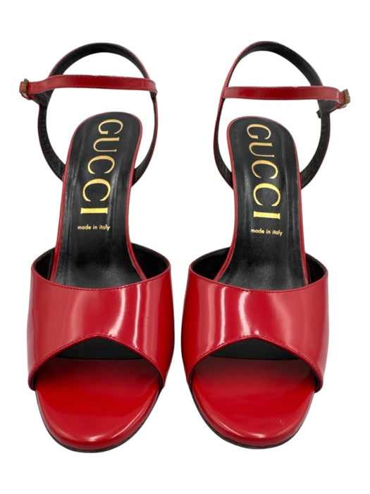Gucci Shoe Size 42 Red Leather open toe Slingback Stiletto Sandals Red / 42