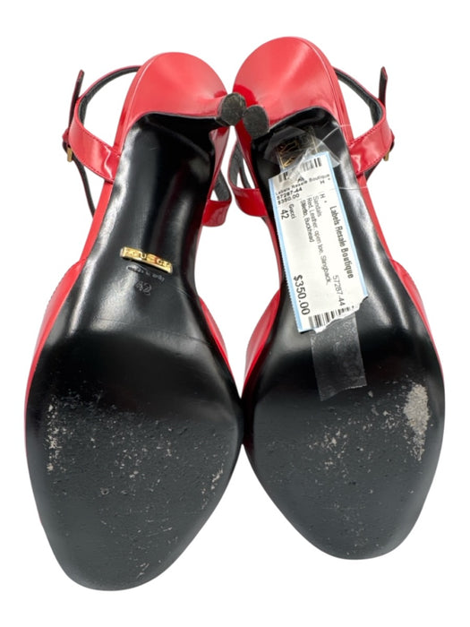 Gucci Shoe Size 42 Red Leather open toe Slingback Stiletto Sandals Red / 42