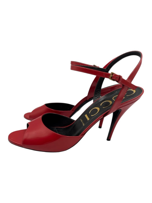 Gucci Shoe Size 42 Red Leather open toe Slingback Stiletto Sandals Red / 42
