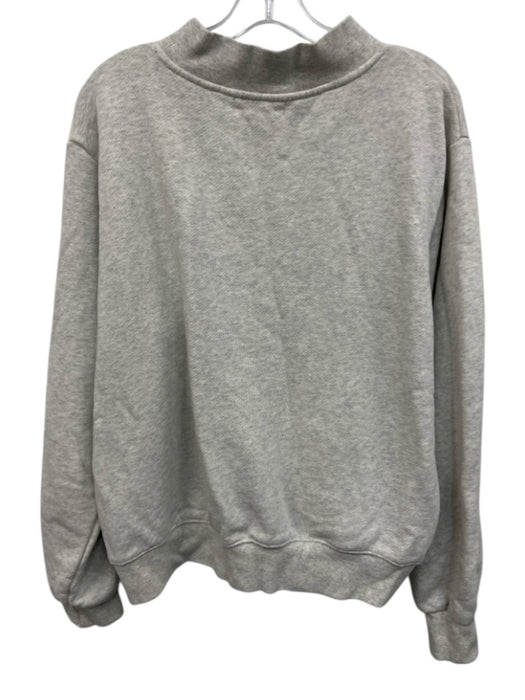 Parke Size S/M Light Grey Cotton Embroidered Mock Neck Sweatshirt Light Grey / S/M
