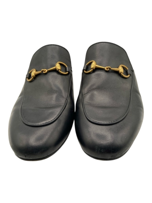 Gucci Shoe Size 38 Black Leather Gold hardware Horse Bit Flats Closed Toe Mules Black / 38