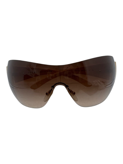 Prada Cream & Brown Acetate Gradient Side Logo Shield Sunglasses Cream & Brown