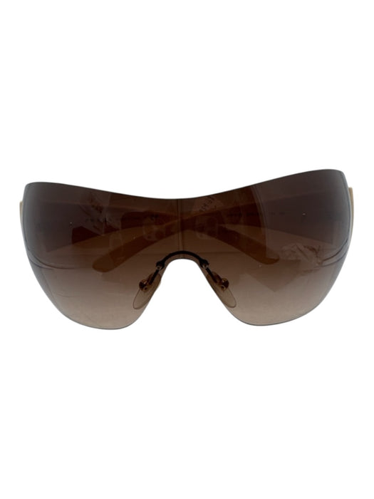 Prada Cream & Brown Acetate Gradient Side Logo Shield Sunglasses Cream & Brown