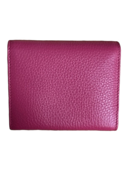 Prada Hot pink Leather Pebbled Tri fold Hand Wallet Gold Hardware Wallets Hot pink