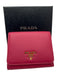 Prada Pink Leather Pebbled Gold Logo Bi-Fold Compact Wallets Pink