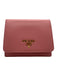 Prada Light Pink Leather Textured Gold Logo Bi-Fold Compact Wallets Light Pink