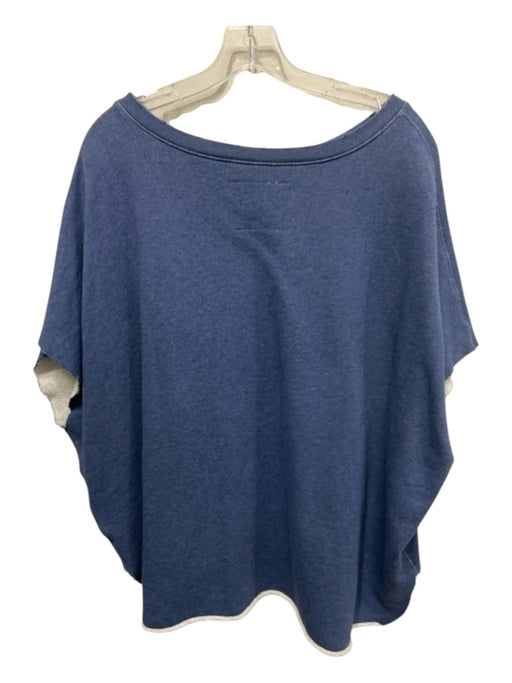 Frank & Eileen Size One Size Blue Cotton Cap Sleeve Wide Neck Raw Hem Sweater Blue / One Size