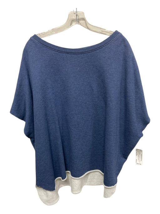 Frank & Eileen Size One Size Blue Cotton Cap Sleeve Wide Neck Raw Hem Sweater Blue / One Size