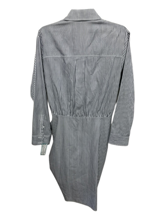 Veronica Beard Size 4 Blue & White Collar Pinstripe Button Up rouched Dress Blue & White / 4