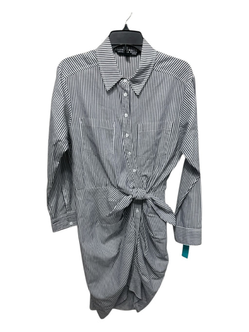 Veronica Beard Size 4 Blue & White Collar Pinstripe Button Up rouched Dress Blue & White / 4